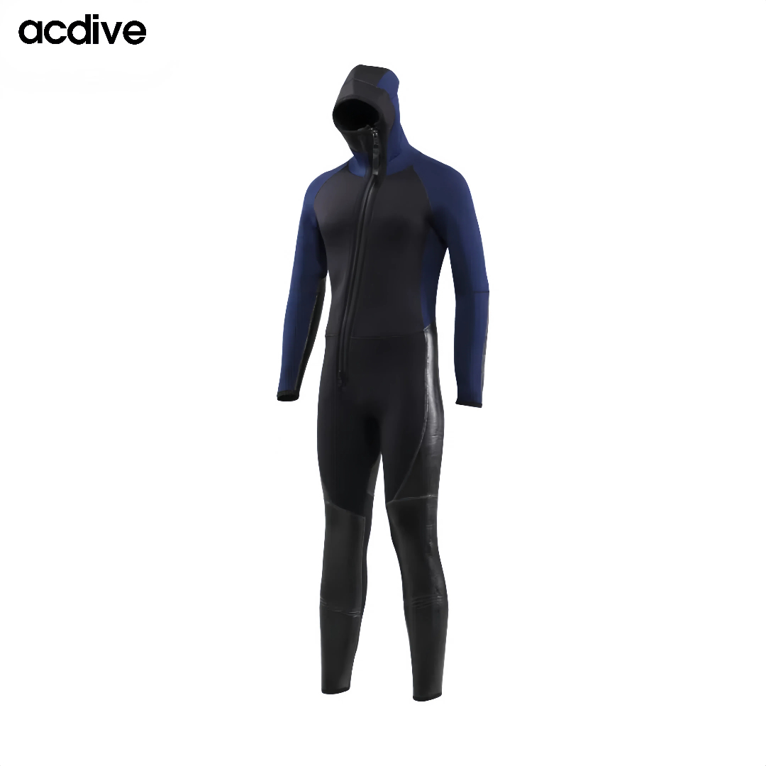 OEM High-Quality 5mm Full Glued Neoprene Wetsuit - Men's Hooded Slant Zip Design with Latex Coating for Kayaking & Sports