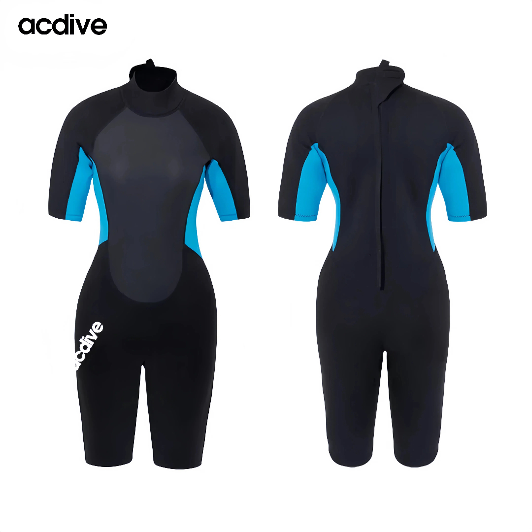 Women Half Sleeve 3mm Shark Skin Neoprene Surfing Diving Back Zip Customized Colors Printings Wetsuit