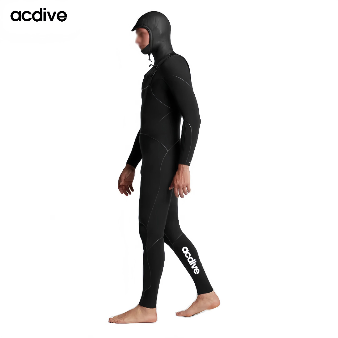 4/3mm Chest Zip Free Diving Kite Surfing Eco Friendly Thermal Elastic Neoprene Tape Sealed Hoodie Full Wetsuit - Image 2