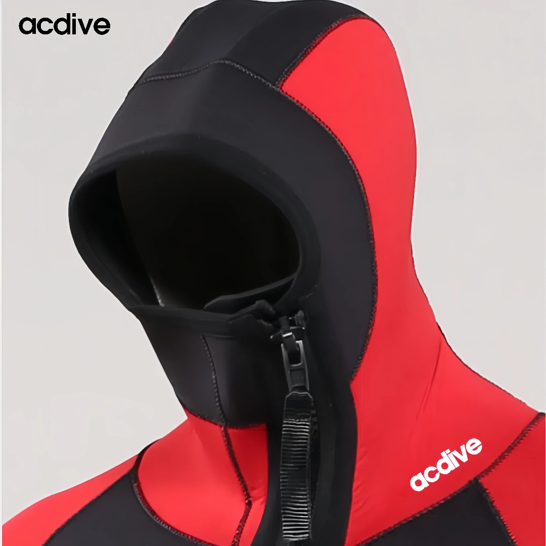 Customized 5mm Men Glued Slant Zip Neoprene Long Sleeve Johns Short Leg Hooded Canoeing Kayaking Diving Wetsuit - Image 3