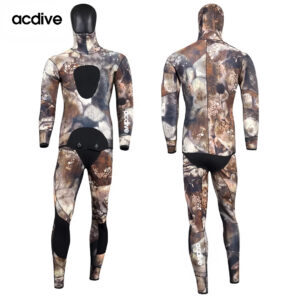 Custom Camo 2-piece Hooded 3.5mm Spearfishing Hunting Free Diving Open Cell Neoprene Wetsuit