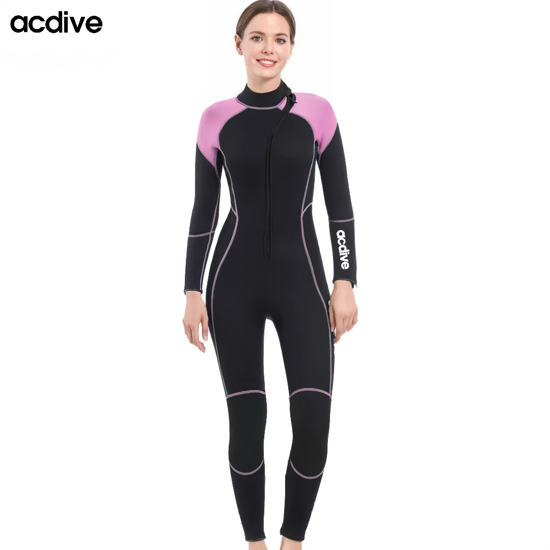 Customized New Patterns Women 3mm High Stretchy Neoprene Surfing Scuba Diving Back Zip Full Aqua Wetsuit - Image 3
