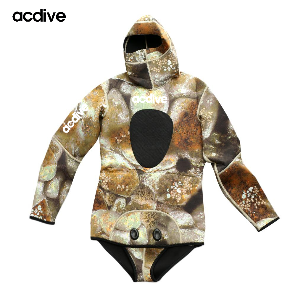 Hooded Men 3mm Neoprene Diving For Warm Professional Spearfishing Sports Two Pieces OEM ODM Camo Wetsuit - Image 2