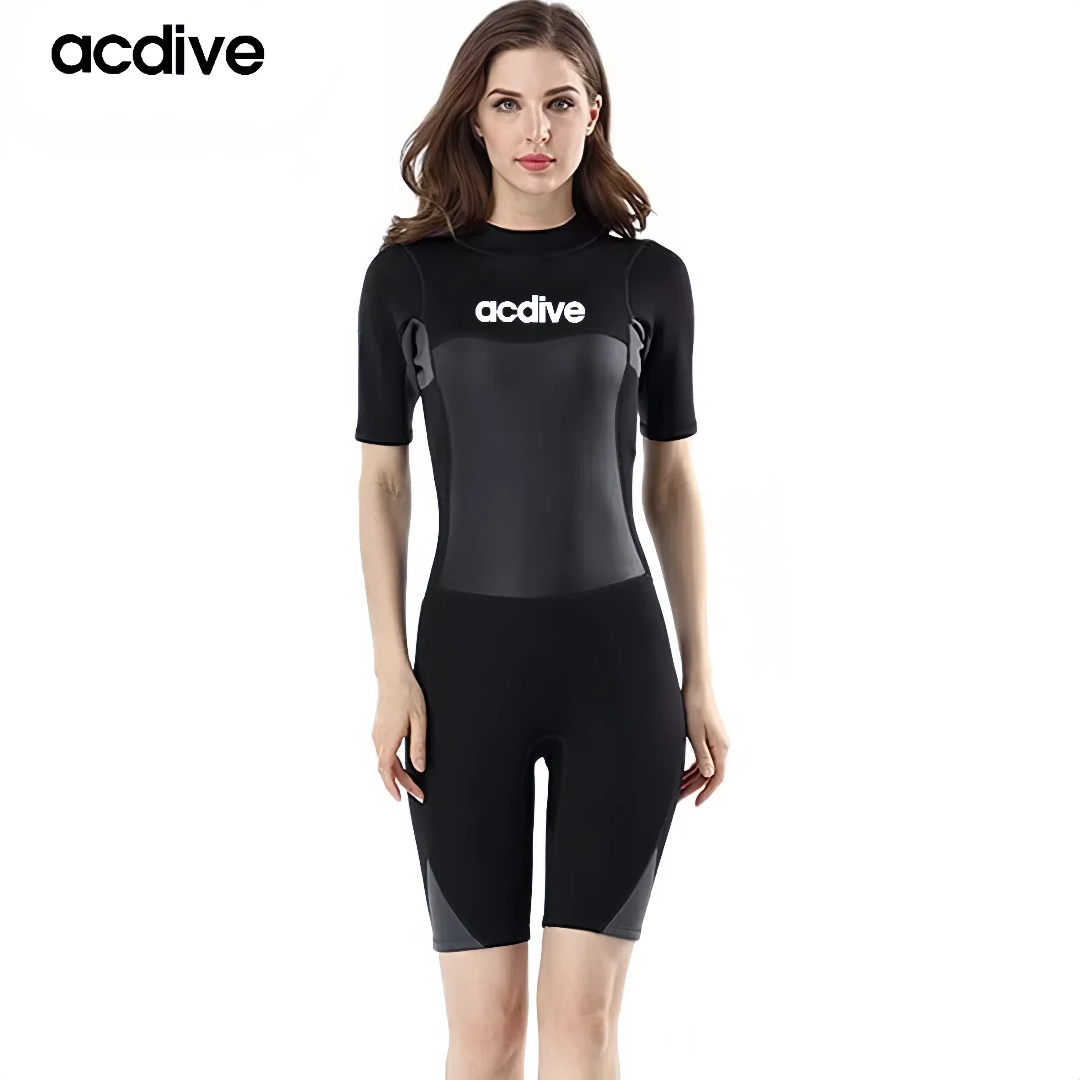 Acdive Women 2mm Fast Ship Surfing Scuba Diving Shorty Suits Body Fitted Mesh Skin Neoprene OEM ODM Wetsuit