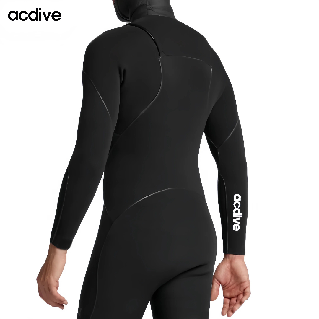 4/3mm Chest Zip Free Diving Kite Surfing Eco Friendly Thermal Elastic Neoprene Tape Sealed Hoodie Full Wetsuit - Image 3