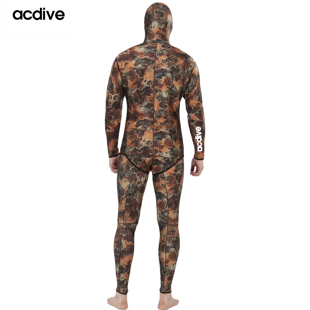New 5mm Professional Camo Spearfishing 2. PCS Neoprene Men Diving Hoodie Customized Underwater Wetsuit - Image 3
