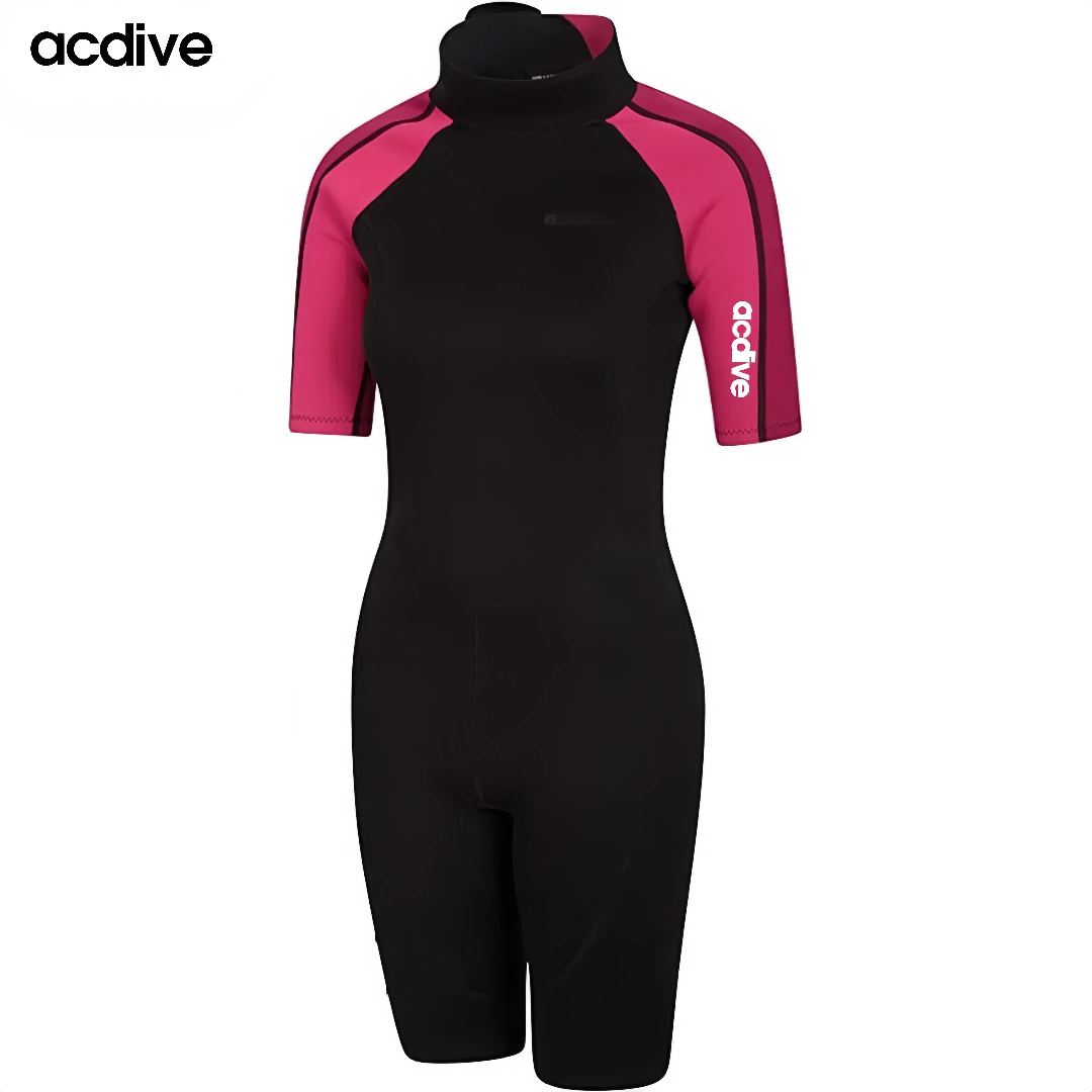 Acdive New Women 3mm Neoprene Surfing Scuba Free Diving Suits Custom Printed Short Sleeve Aqua Wetsuit