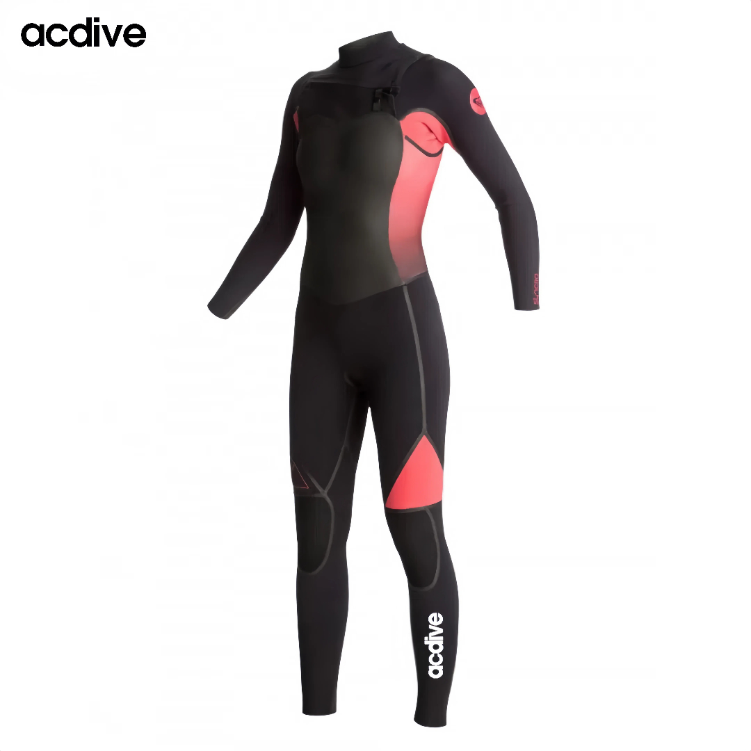 Customized Brand Colors Women 4/3mm Super Stretchy Neoprene Chest Zip Kite Surfing Free Diving Tape Sealed Wetsuit