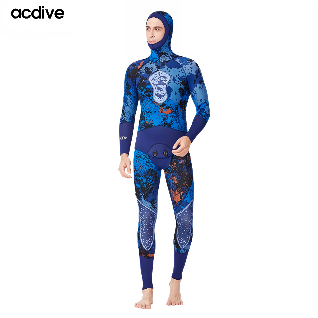 Adult 3mm Camo Neoprene Scuba Diving Spearfishing 2PCS Suits Hooded Keep Warm Underwater Wetsuit - Image 3
