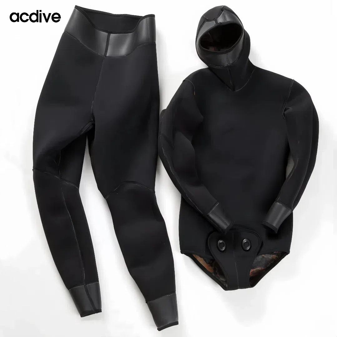 New 3mm Free Diving Adult Customized Camo Pattern Full Sleeve Two Pieces Hoodie Spearfishing for Warmers Wetsuit - Image 2