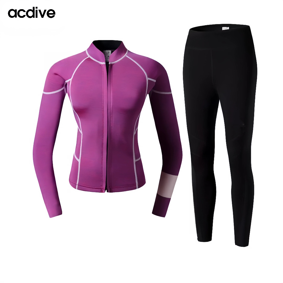 Acdive New Women 2mm Ultra Stretchy Neoprene OEM ODM Free Diving Snorkeling Thermal Two Pieces Wetsuit - Image 2