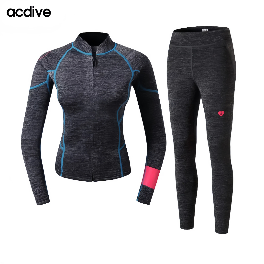 Acdive New Women 2mm Ultra Stretchy Neoprene OEM ODM Free Diving Snorkeling Thermal Two Pieces Wetsuit - Image 3