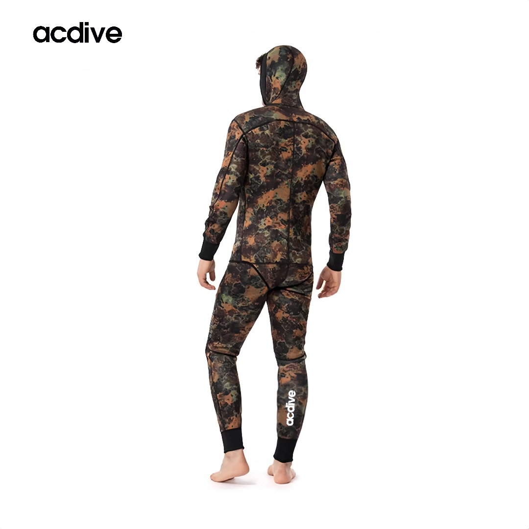 New 3mm Free Diving Adult Customized Camo Pattern Full Sleeve Two Pieces Hoodie Spearfishing for Warmers Wetsuit - Image 4