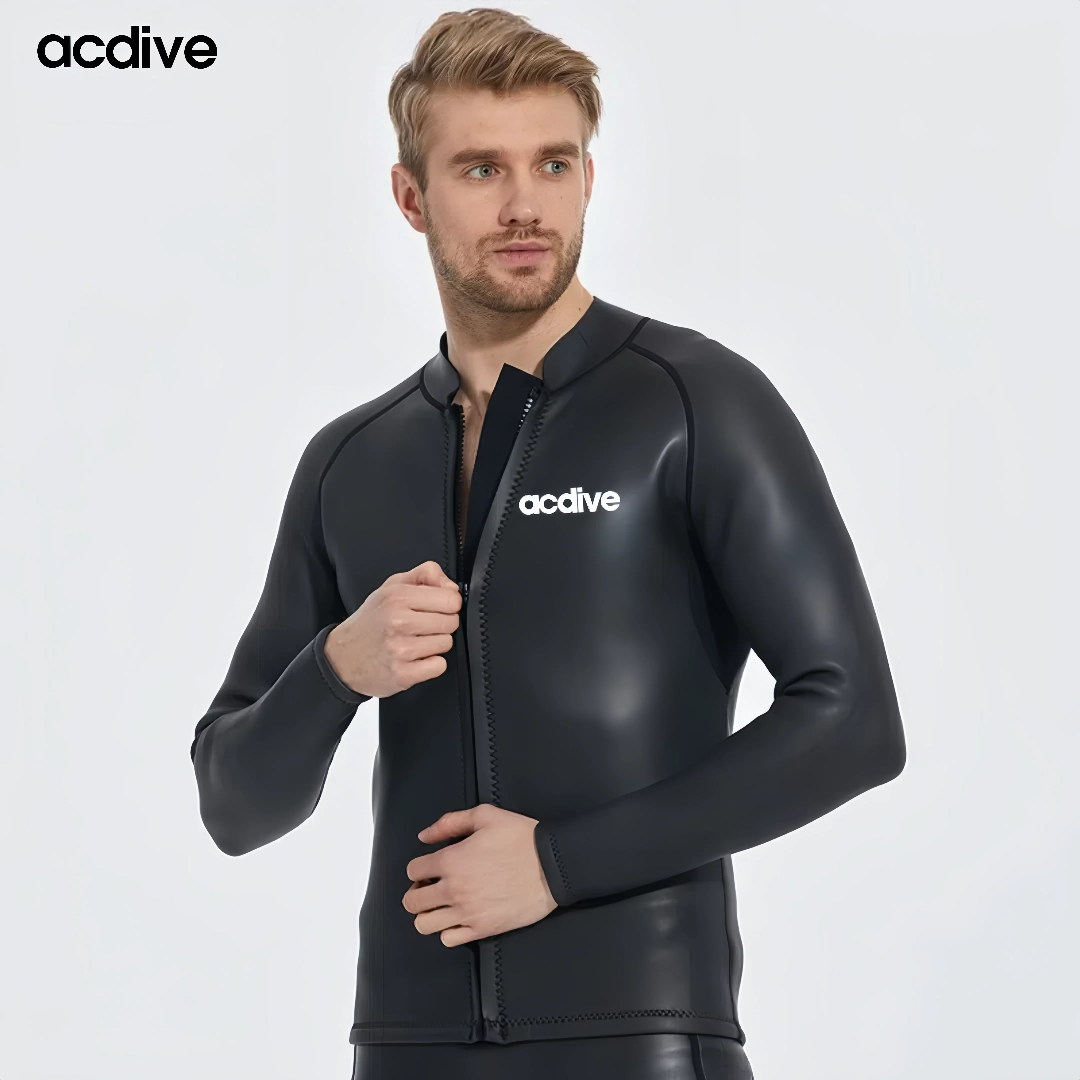 Acdive 2mm Super Stretchy Smooth Skin Neoprene Top Long Sleeve Free Diving Surfing Customized Adult Jacket