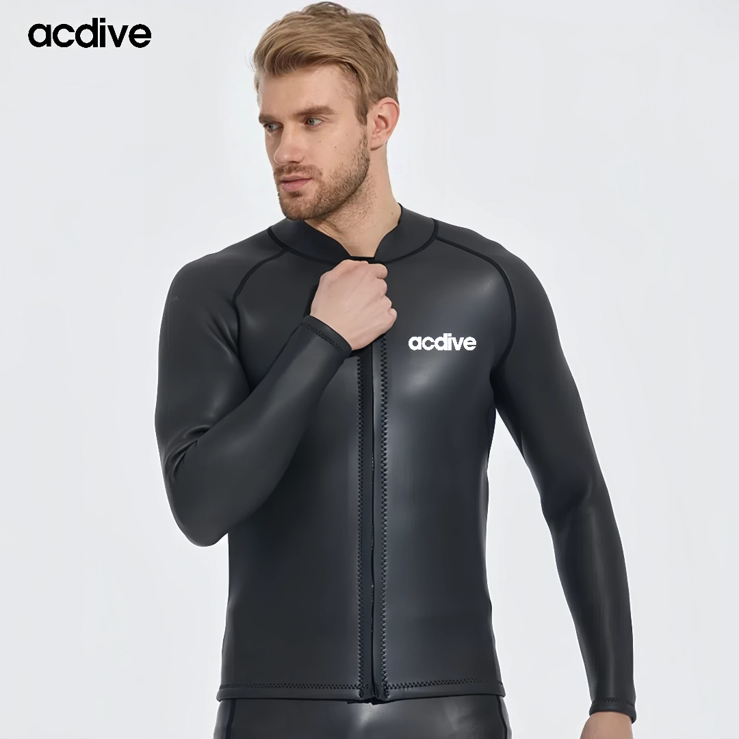 Acdive 2mm Super Stretchy Smooth Skin Neoprene Top Long Sleeve Free Diving Surfing Customized Adult Jacket - Image 2