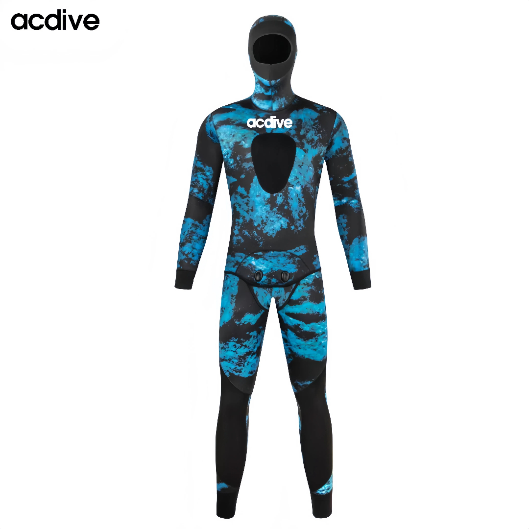 Acdive New Pattern Adult 5mm Stretchy Camo Neoprene Two Pieces Diving Hooded Thicken Thermal Wetsuit - Image 3