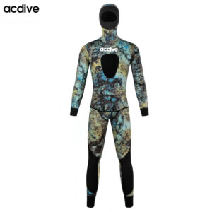 Acdive New Pattern Adult 5mm Stretchy Camo Neoprene Two Pieces Diving Hooded Thicken Thermal Wetsuit
