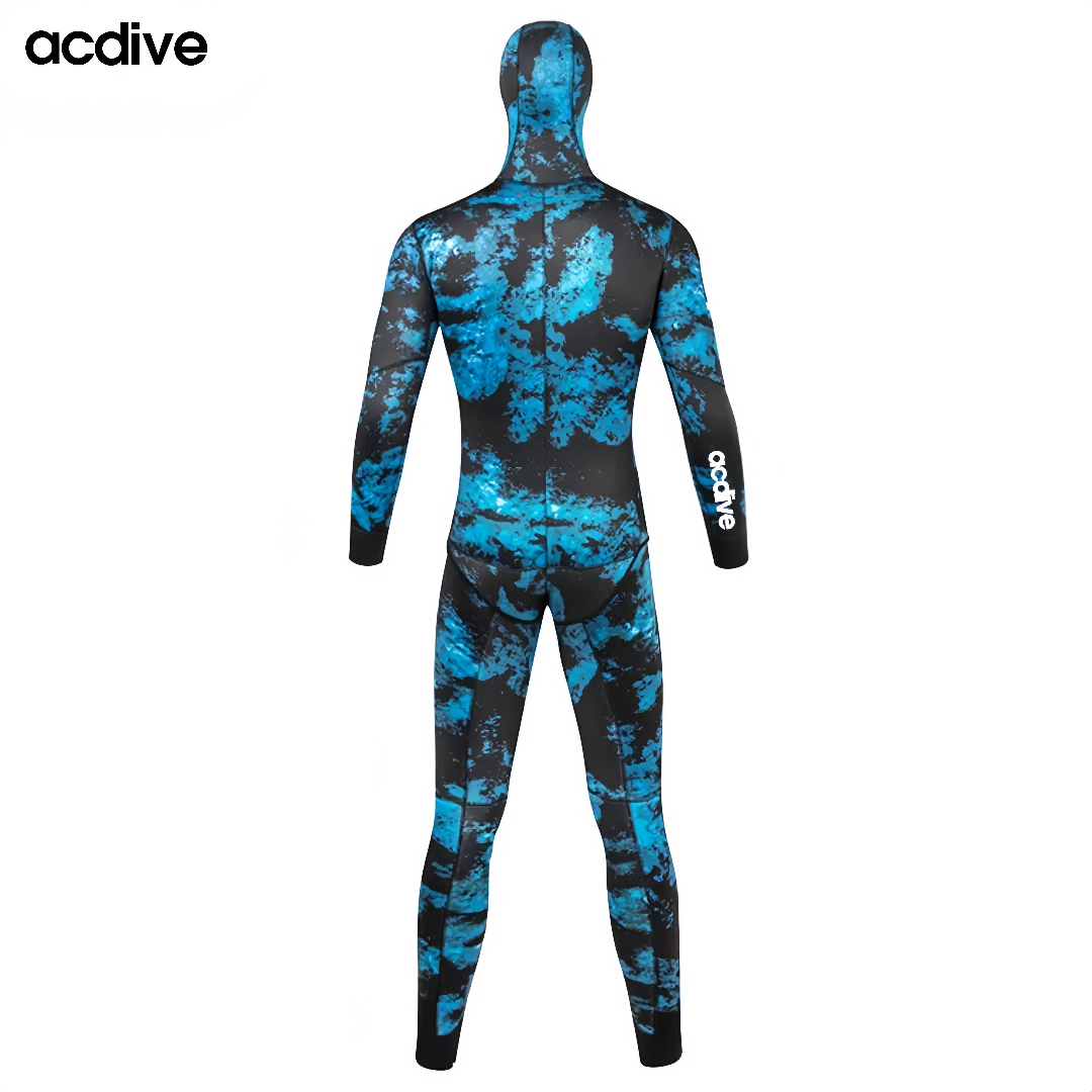 Acdive New Pattern Adult 5mm Stretchy Camo Neoprene Two Pieces Diving Hooded Thicken Thermal Wetsuit - Image 4