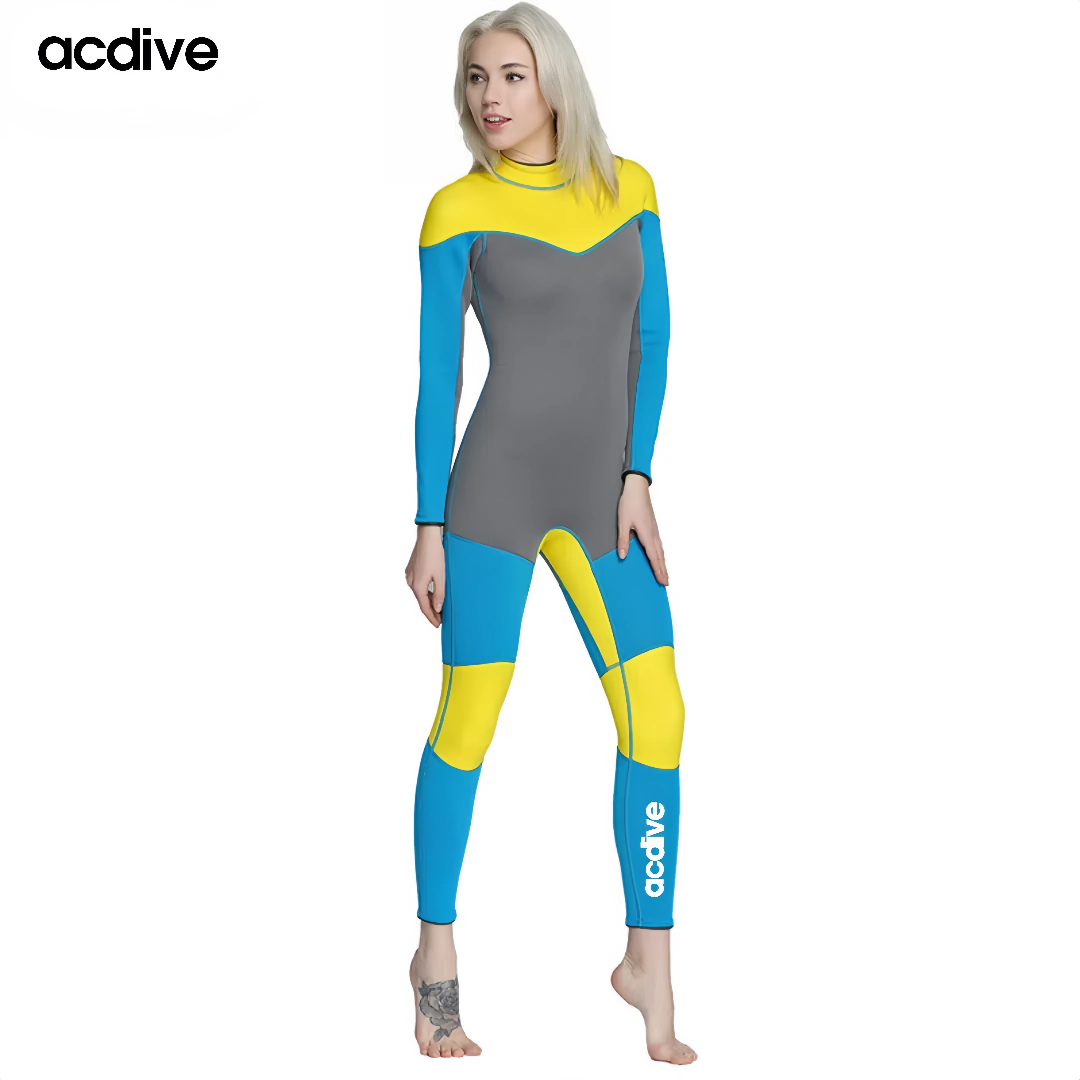 Women 3mm Customized Colors Printings Stretchy Neoprene Full Sleeve One Piece Surfing Snorkeling Diving Wetsuit - Image 2