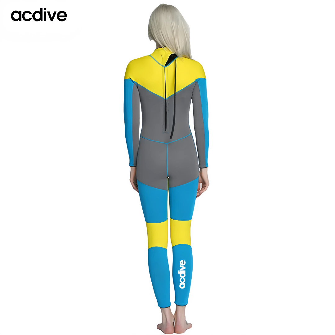 Women 3mm Customized Colors Printings Stretchy Neoprene Full Sleeve One Piece Surfing Snorkeling Diving Wetsuit - Image 4