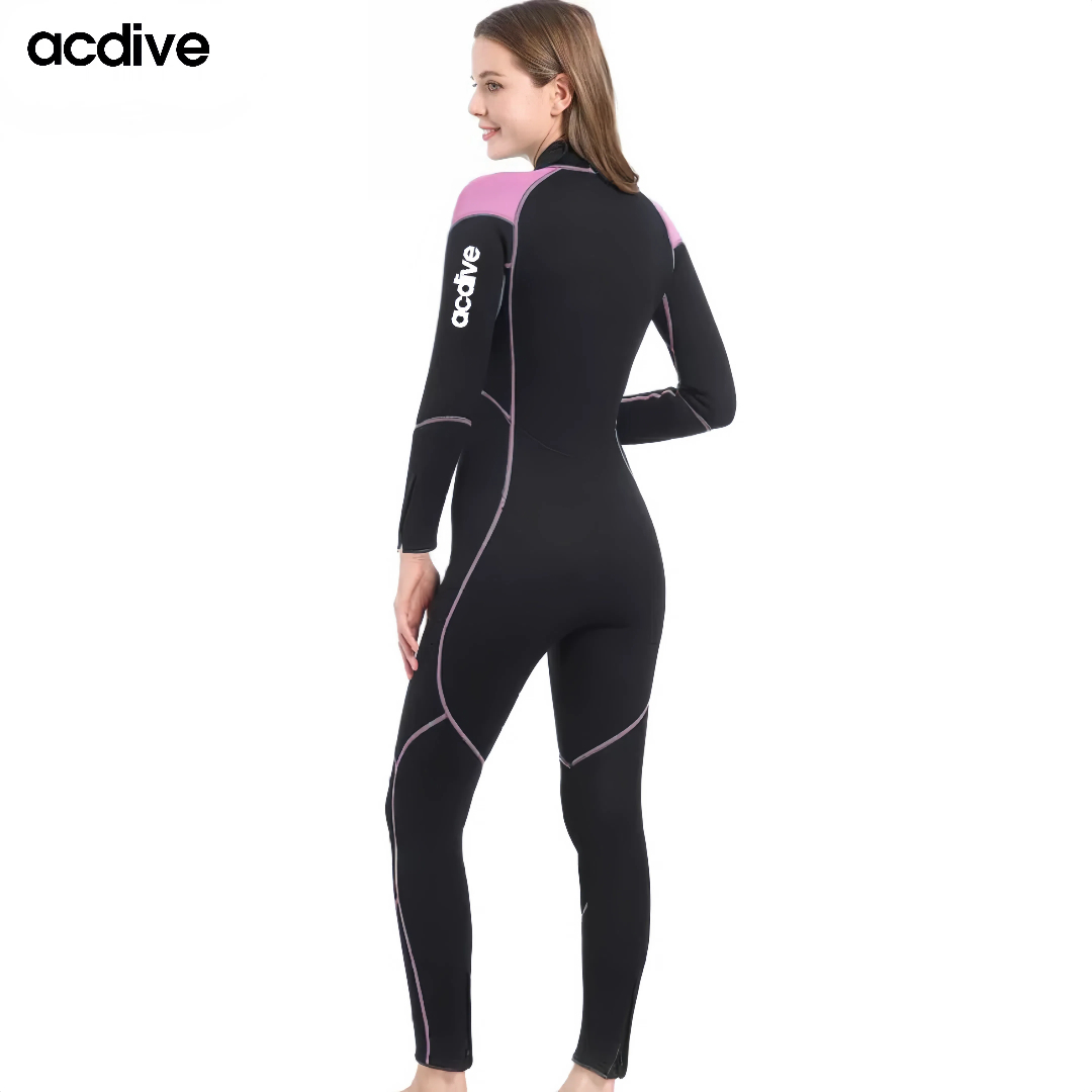 Customized New Patterns Women 3mm High Stretchy Neoprene Surfing Scuba Diving Back Zip Full Aqua Wetsuit - Image 4