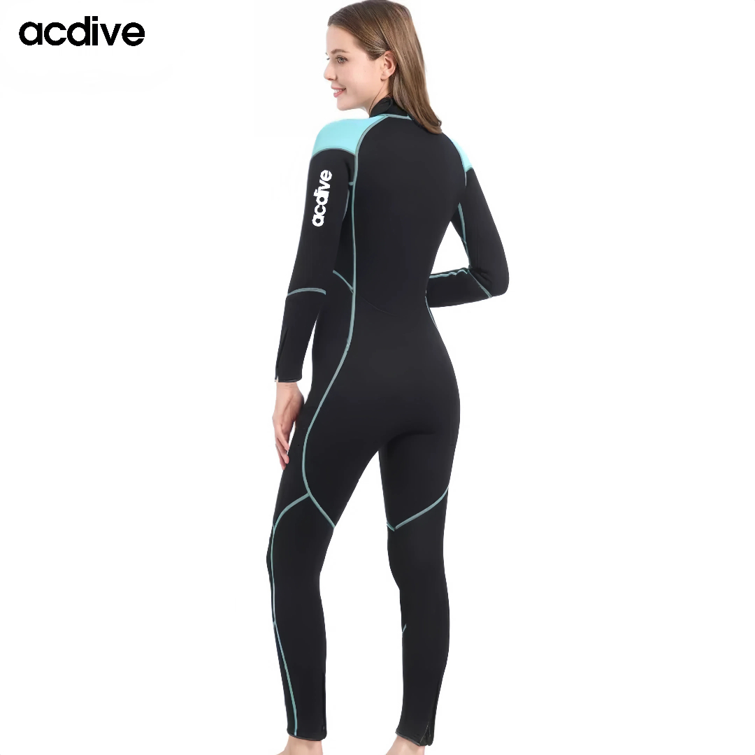 Customized New Patterns Women 3mm High Stretchy Neoprene Surfing Scuba Diving Back Zip Full Aqua Wetsuit - Image 2