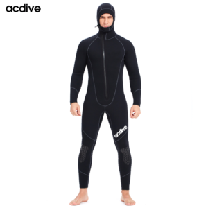 Slant Zip 5mm High Stretchy Neoprene Full Scuba Free Diving Hooded Men Keep Warm Wetsuit