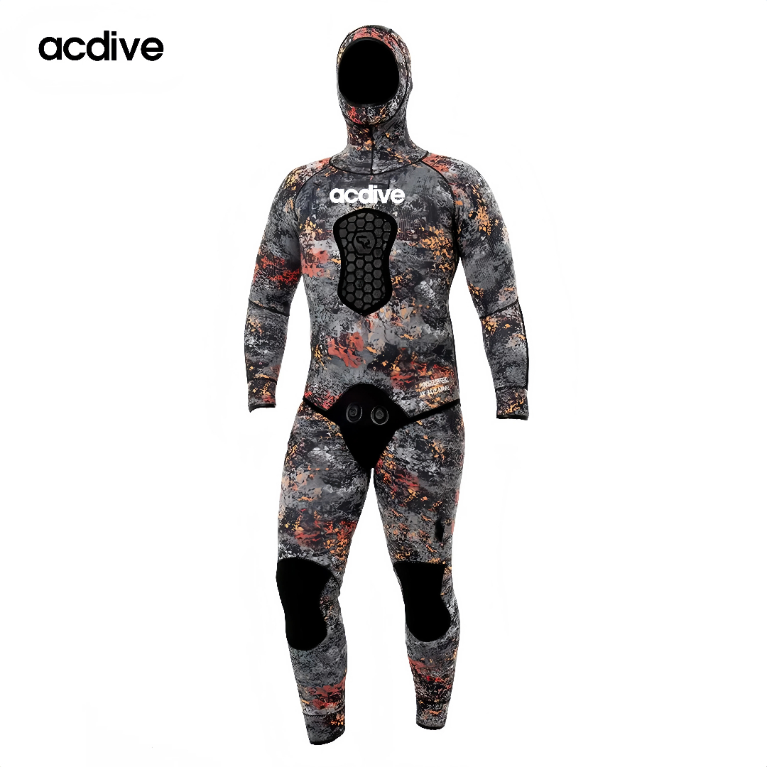 Acdive Premium Camo 2. PCS 5mm Spearfishing Men Neoprene Scuba Diving Customized Hooded Full Wetsuit