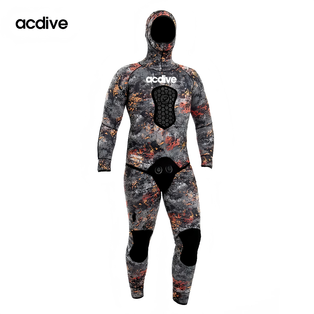 Acdive Premium Camo 2. PCS 5mm Spearfishing Men Neoprene Scuba Diving Customized Hooded Full Wetsuit - Image 2