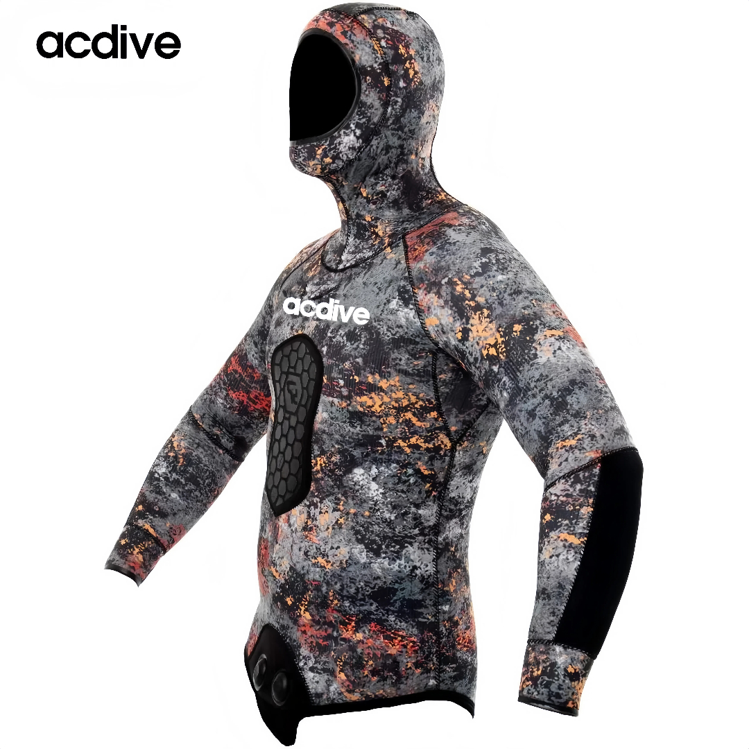 Acdive Premium Camo 2. PCS 5mm Spearfishing Men Neoprene Scuba Diving Customized Hooded Full Wetsuit - Image 3