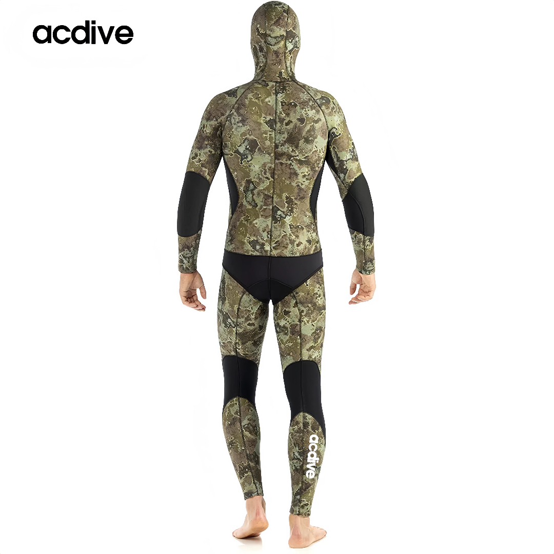 Customized 2. PCS 5mm Spearfishing Camo Ultra Stretchy Cr Neoprene Men Hooded Open Cell Scuba Diving Wetsuit - Image 2