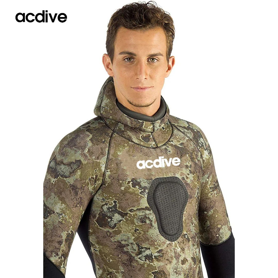 Customized 2. PCS 5mm Spearfishing Camo Ultra Stretchy Cr Neoprene Men Hooded Open Cell Scuba Diving Wetsuit - Image 4