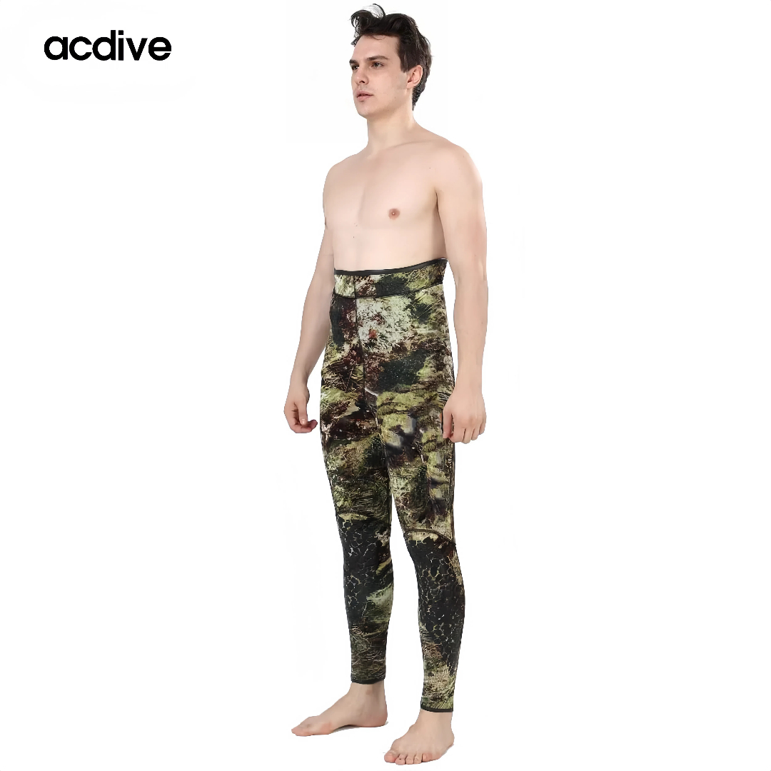 Acdive New 5mm Mens 2 Pieces OEM ODM Camo Stretchy Neoprene Spearfishing Free Diving Thermal Hooded Wetsuit - Image 3