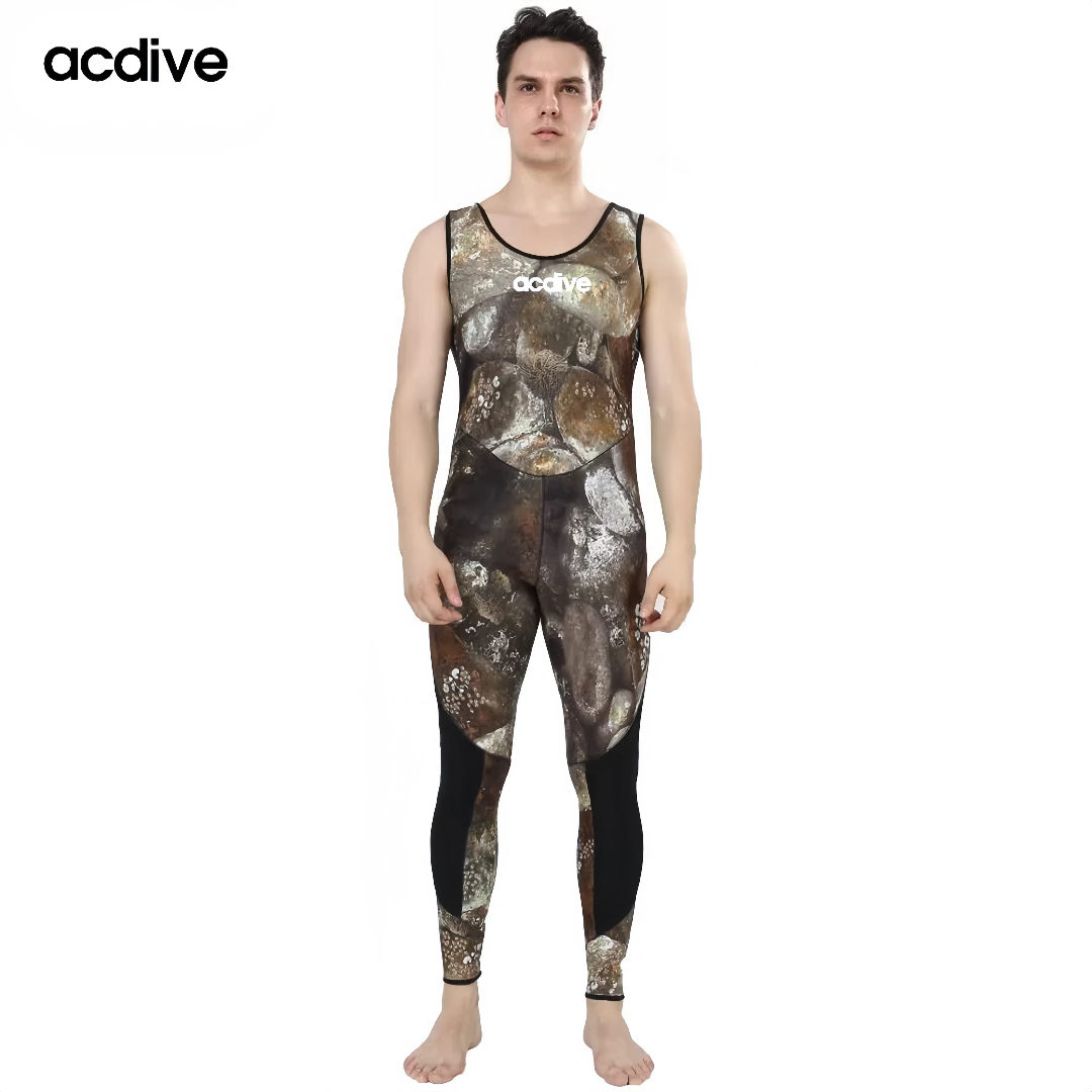 Thermal 5mm Neoprene Men 2PCS Camo Hoodie Diving Spearfishing Fasteners Wetsuits - Image 4