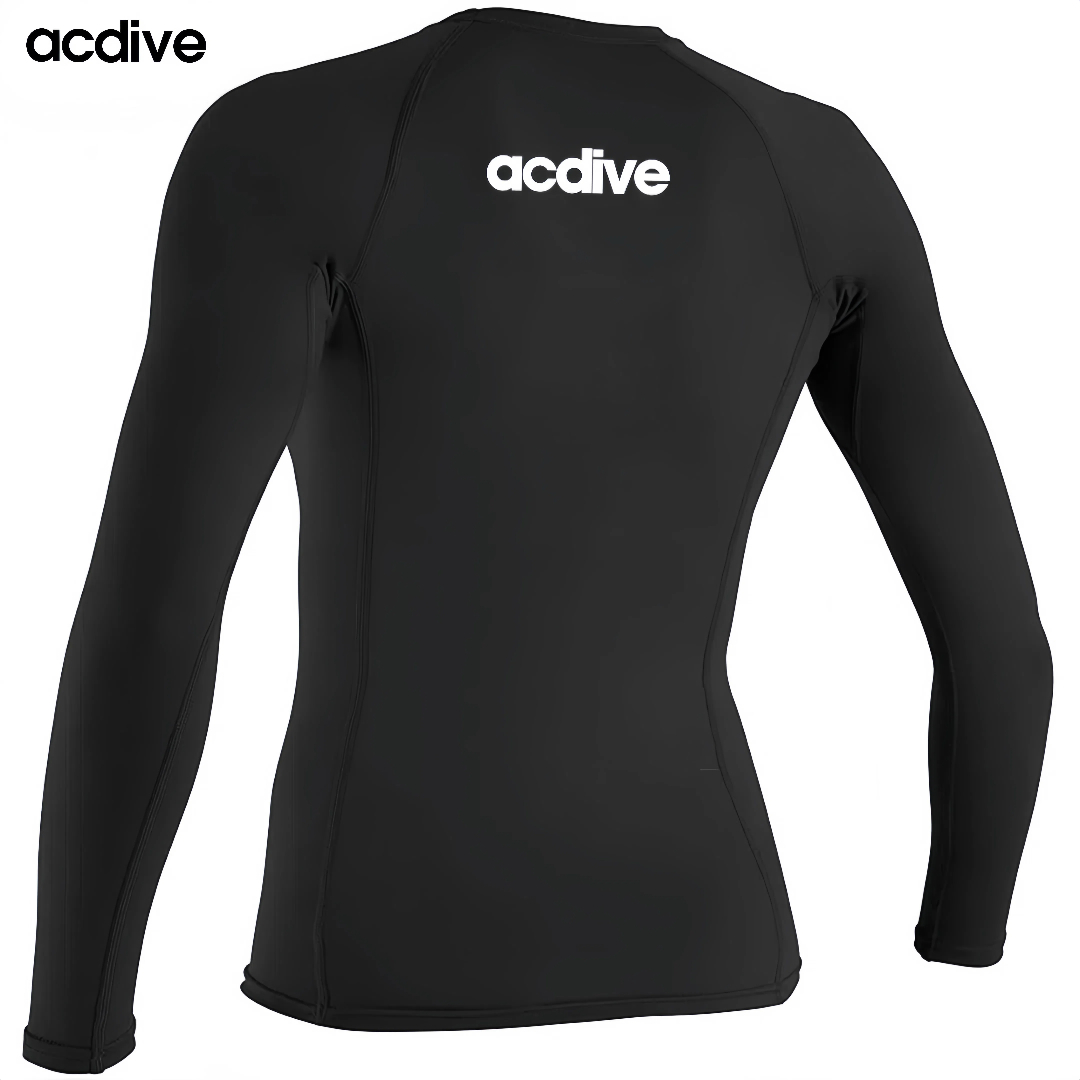 Women Pure Colors Plain Pattern Long Sleeve Spandex Fabric Upf 50+ Beach Rash Guard - Image 2