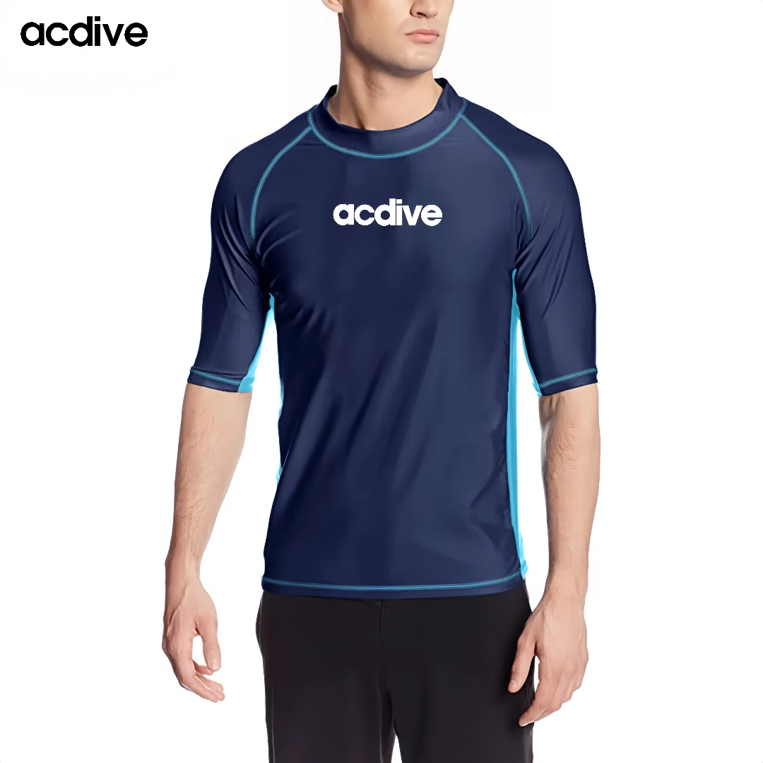 New Trendy Tailoring Design Colors Men Short Sleeve Surfing Snorkeling Swimming Upf 50+ Water Sports Rash Guard - Image 3