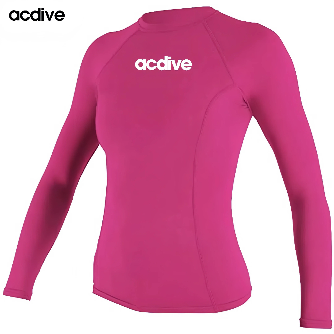 Women Pure Colors Plain Pattern Long Sleeve Spandex Fabric Upf 50+ Beach Rash Guard - Image 4