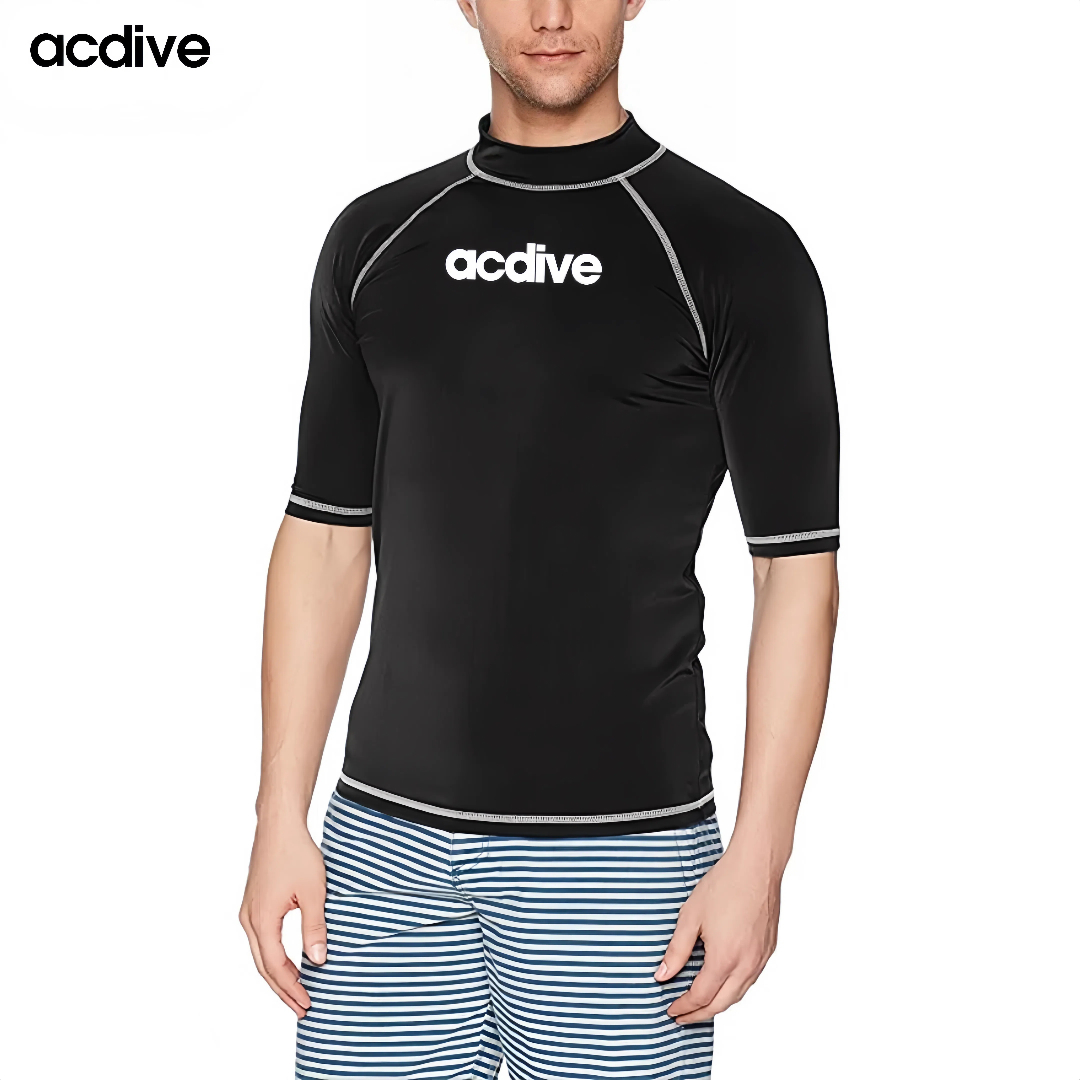 High Quality Men Classic UV Protective Upf 50+ Ice Silk Skins Short Sleeve Surfing Swimming OEM ODM Rash Guard - Image 3
