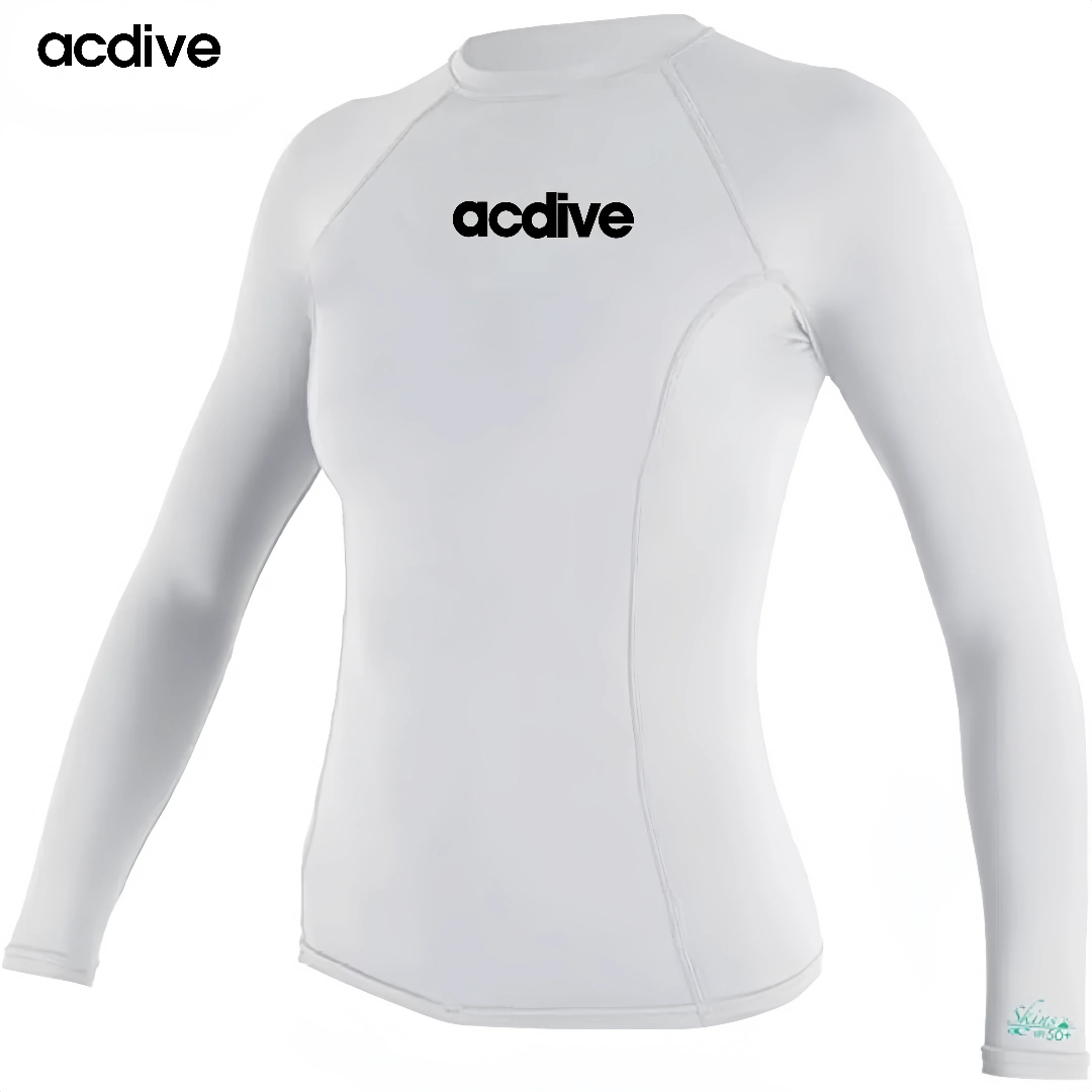 Women Pure Colors Plain Pattern Long Sleeve Spandex Fabric Upf 50+ Beach Rash Guard - Image 3