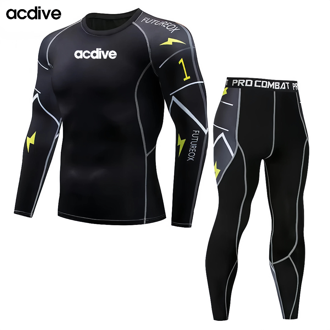 High Quality Adult Sublimation Two PCS MMA Fighting Training Gym Fitness Quick Dry Wicking Men Rash Guard