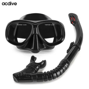 Custom Snorkeling Two-Pieces Silicone Fully Dry Breathing Tube Large Frame with Degree Myopia Diving Goggles