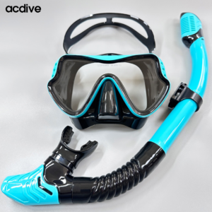 Professional Snorkeling Two-Pieces Silicone Breathing Large Frame Fully Dry Tube Anti-Fog Goggles Set
