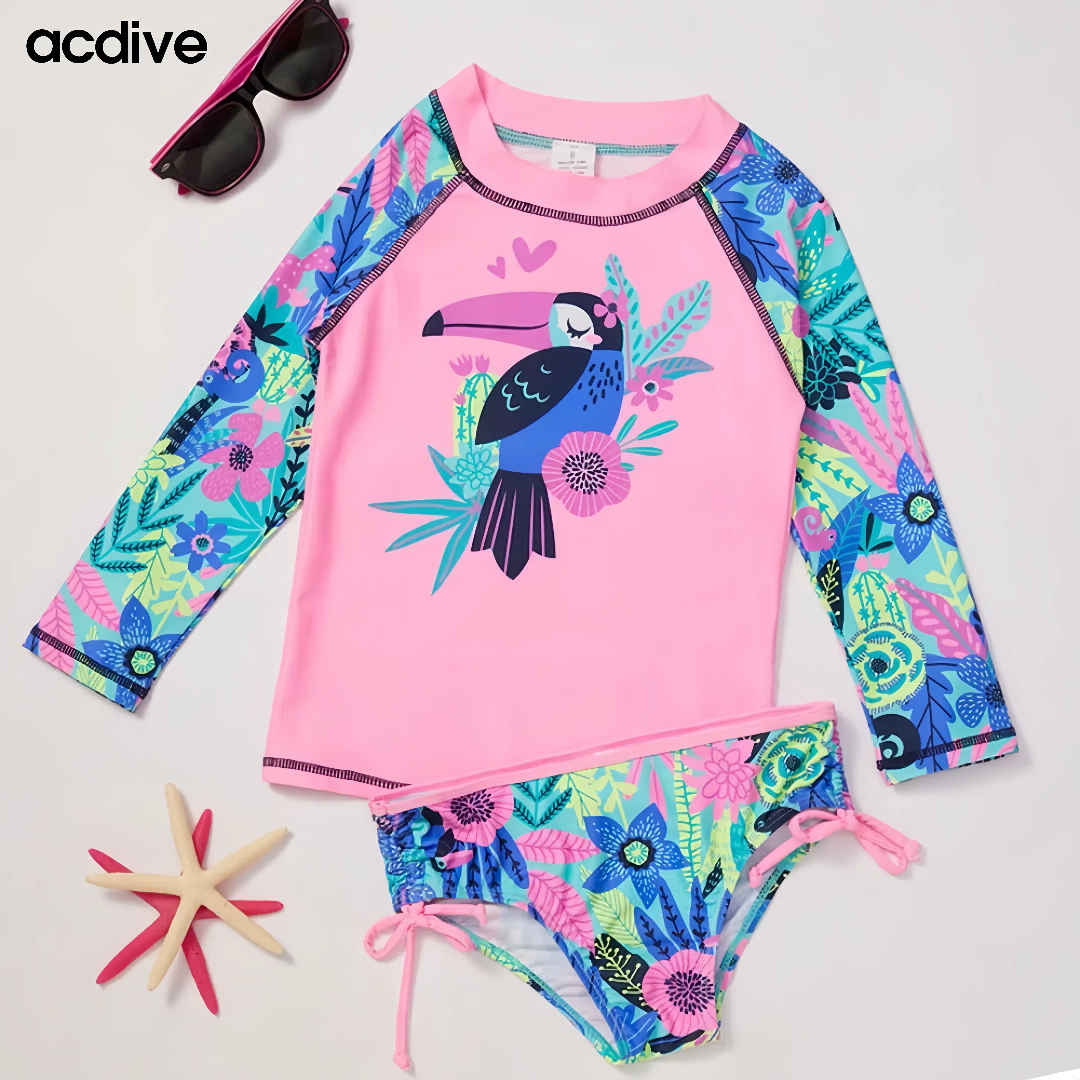 Hot Selling Kids Infant OEM ODM Printed Upf 50+ Two Pieces Swimming Training Floating Baby Toddler Swimsuit