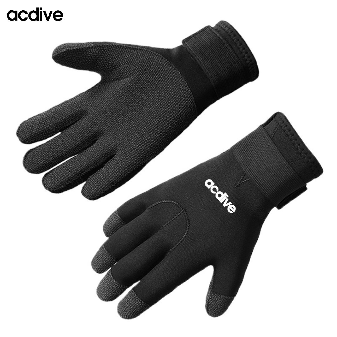 Acdive 5mm Cr Neoprene Thickened Titanium Coating Inside Wear-Resistant Cut-Proof Stab-Proof Kevlar Fishing Diving Gloves