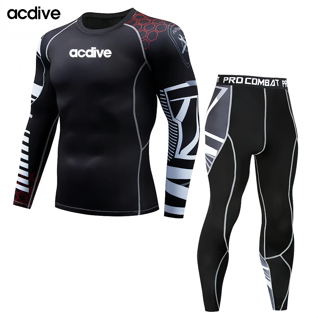 High Quality Adult Sublimation Two PCS MMA Fighting Training Gym Fitness Quick Dry Wicking Men Rash Guard - Image 4