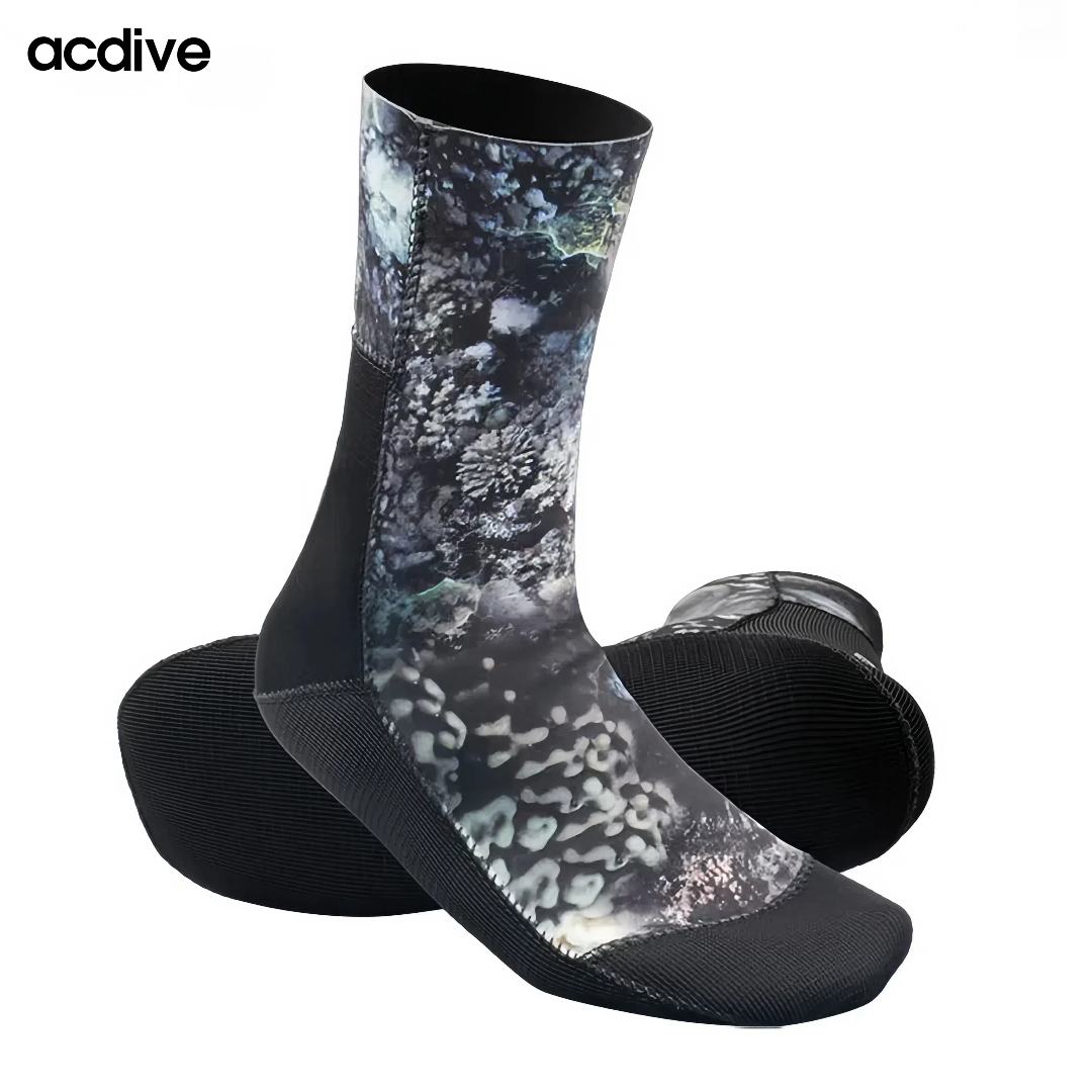 Super Stretchy Adult 5mm Camouflage Cr Open Cell Neoprene Surfing Scuba Diving Spearfishing Anti-Slip Socks