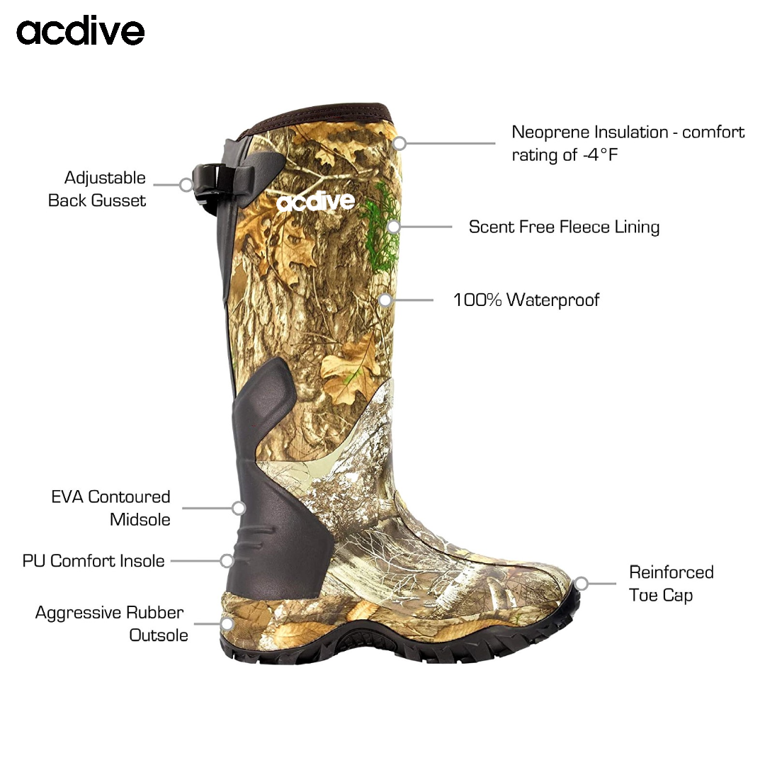 High Quality Insulated Waterproof Platform 5mm Neoprene Outdoor Camo Hunting High Top Vulcanized Boot - Image 3