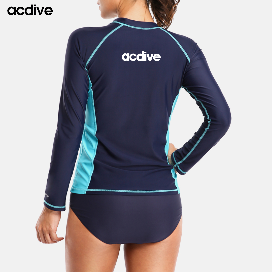 Women Long Sleeved Ice Silk Upf 50+ ODM OEM Surfing Snorkeling Swimming Aqua Rash Guard - Image 4
